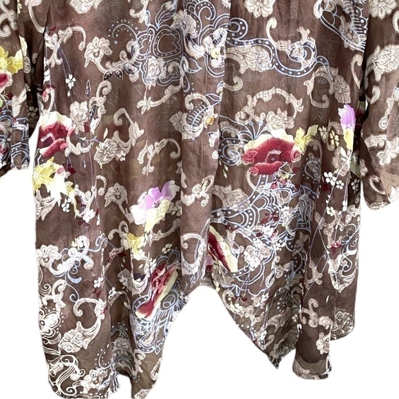 Ladies sheer coverup, size Large, no label at all, pockets, asymmetrical hem - Picture 5 of 6